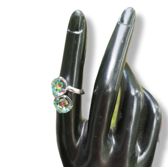 SARAH COVENTRY 1971 "OVER THE RAINBOW" WATERMELON HELLIOTROPE GLASS STONE RING - Picture 2 of 7